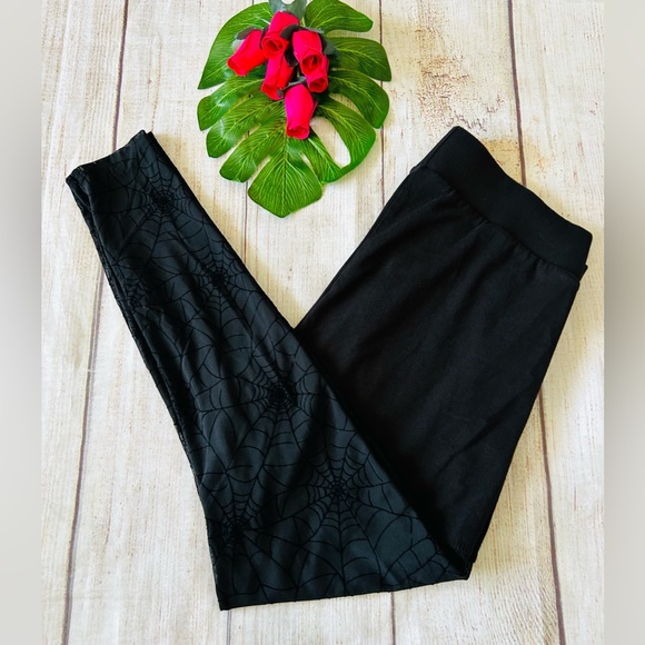 Torrid Women’s Black Full Length Signature Waist Flocked Spiderweb Legging Sz 00 - Picture 7 of 12
